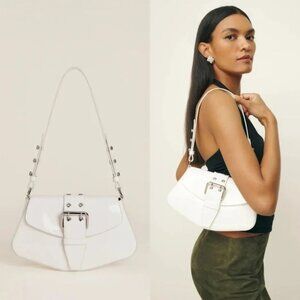 Reformation Rafaella Shoulder Bag in Patent White
